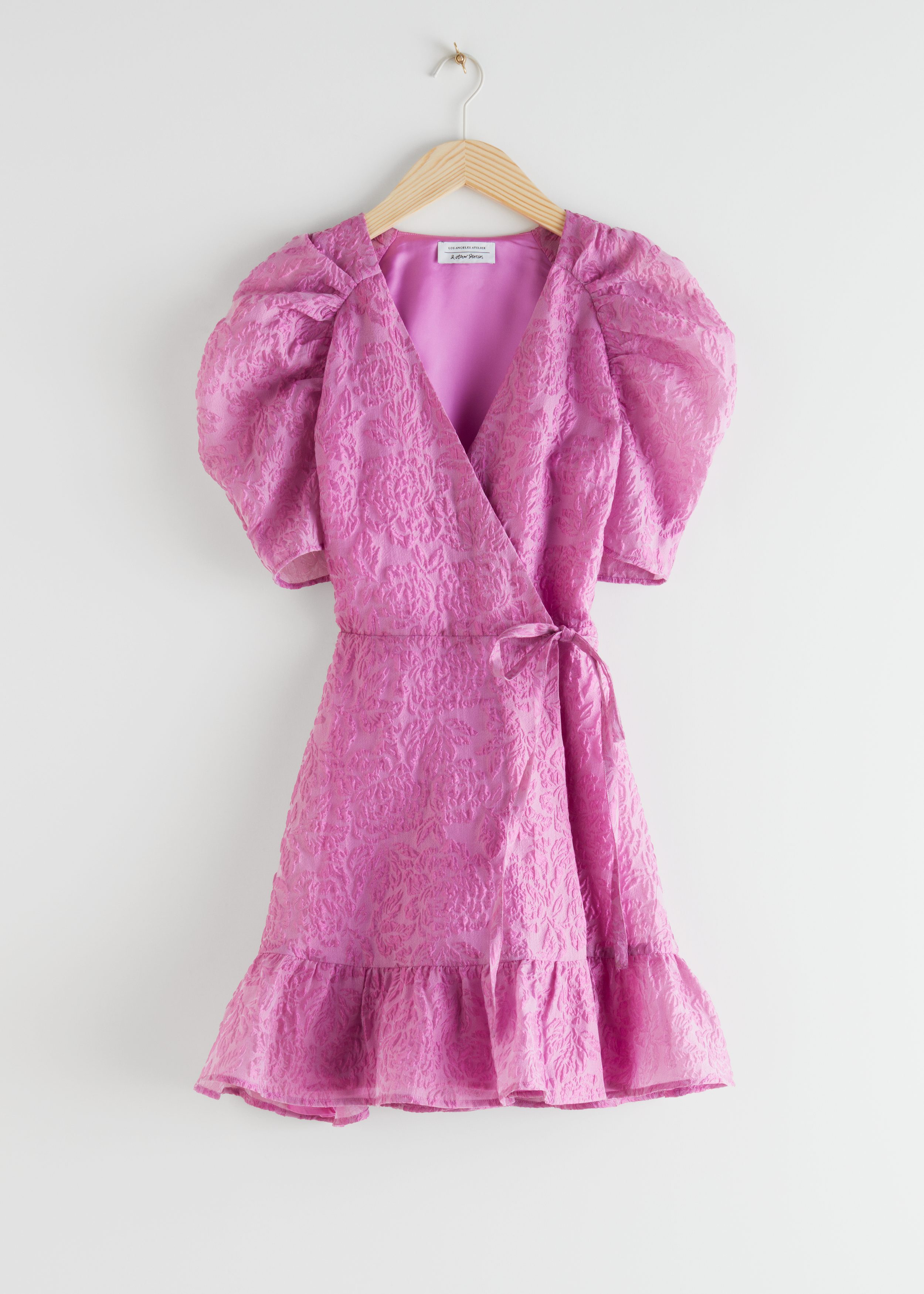 Puff Sleeve Wrap Mini Dress Pink [COLOR ...